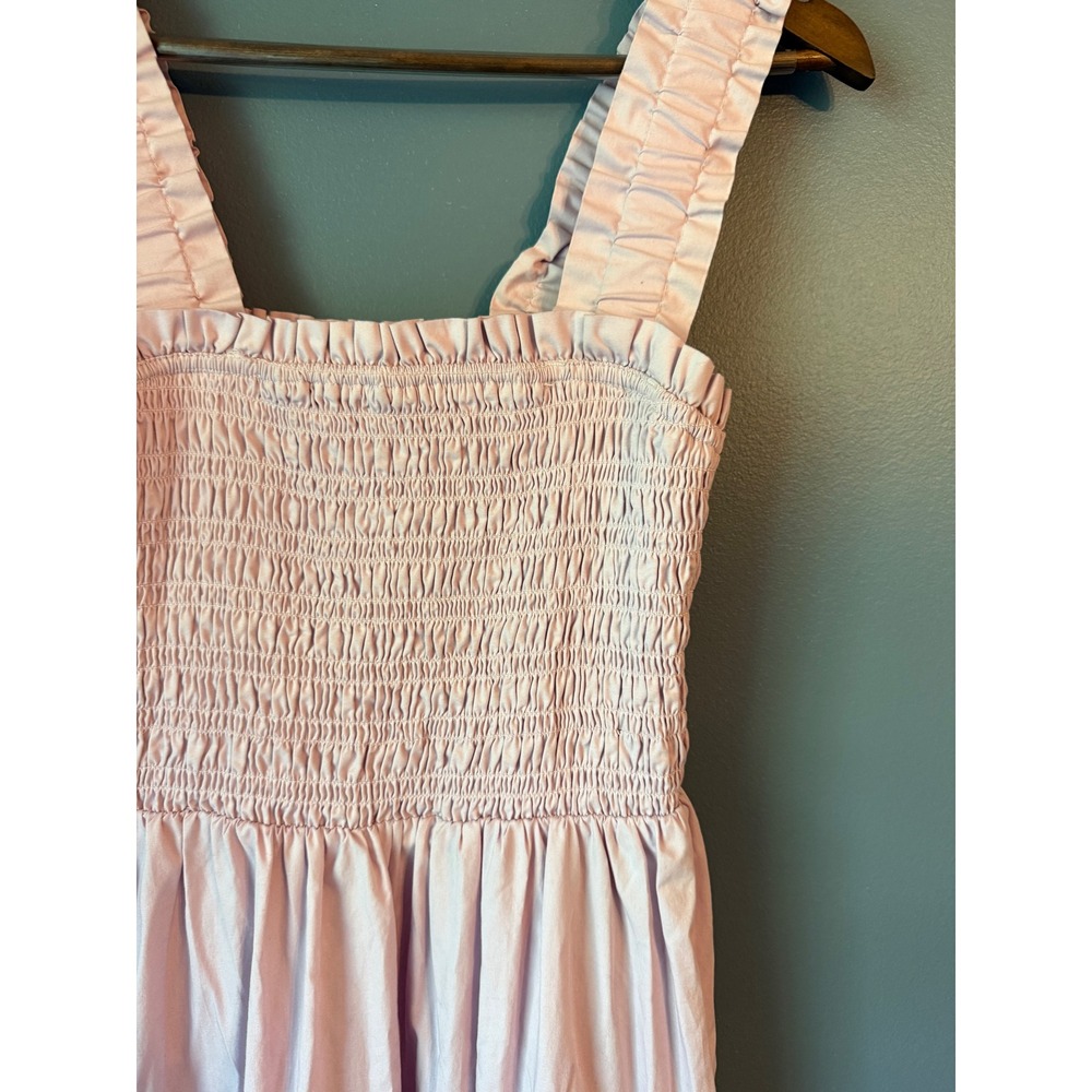 Abercrombie & Fitch Lavender Smocked Tiered Maxi Dress Purple Large L - Picture 2 of 3